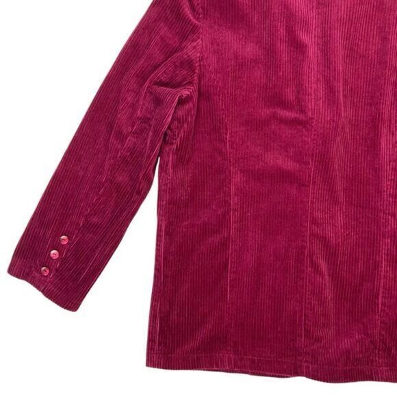 Newport News VTG Corduroy Blazer Womens 10 Burgundy Single Breasted Jacket New - Picture 8 of 16